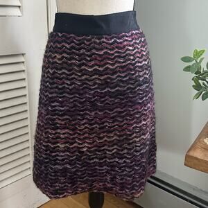 Knitted & Knotted Skirt 12 Purple Textured Mohair Wool Fuzzy Preppy Soft Girl